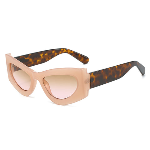 (6 PACK) Wholesale Sunglasses New Arrival Cat Eye Women 2023 - BulkSunglassesWholesale.com - Clear Pink Frame Tea Pink Lens