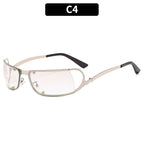 (6 PACK) Wholesale Sunglasses New Arrival Metal Vintage Women Y2K Punk Hip Hop 2023 - BulkSunglassesWholesale.com - Silver Frame Tea Lens