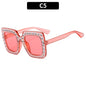 (6 PACK) Wholesale Sunglasses Kids Square Fashion 2023 - BulkSunglassesWholesale.com - Dark Pink Frame Pink Lens
