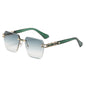 (6 PACK) Wholesale Sunglasses Oversized New Arrival Cut Edge Rimless Trendy 2023 - BulkSunglassesWholesale.com - Gold Frame Gradient Green Lens