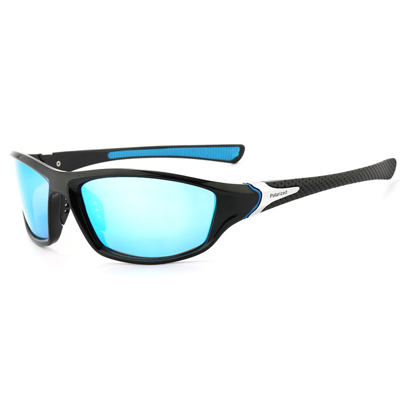 (12 PACK) Wholesale Sports Sunglasses Polarized Sport Fashion Unisex Outdoor Cycling 2024 - BulkSunglassesWholesale.com - Black Frame Blue Lens Blue Temple