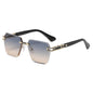 (6 PACK) Wholesale Sunglasses Oversized New Arrival Cut Edge Rimless Trendy 2023 - BulkSunglassesWholesale.com - Gold Frame Grey Tea