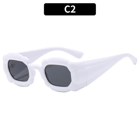 (6 PACK) Wholesale Sunglasses New Arrival Fashion Trendy Women 2023 - BulkSunglassesWholesale.com - White Frame Black Black Lens