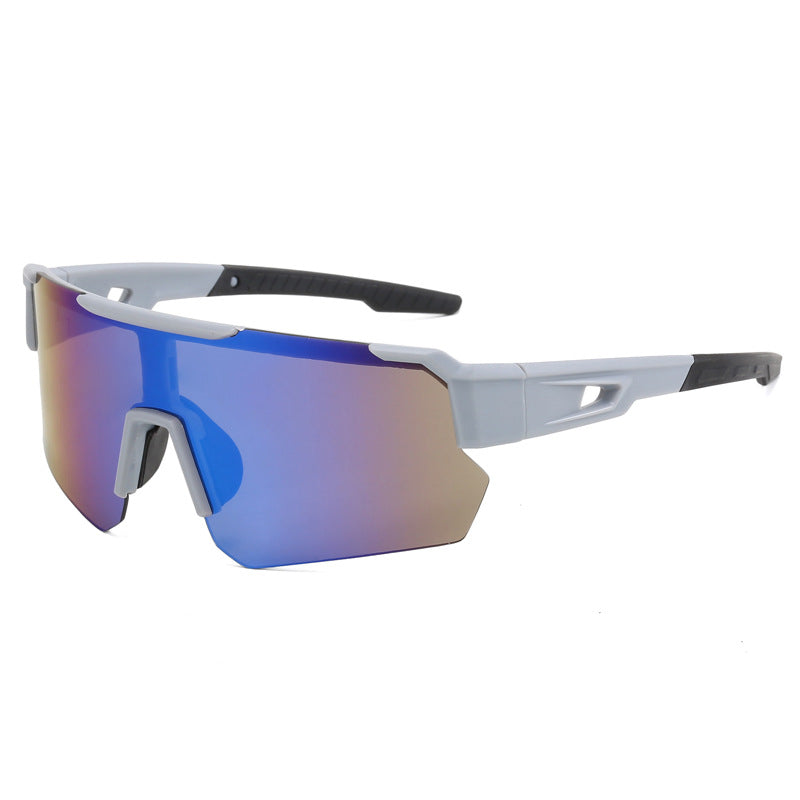 (12 PACK) Wholesale Sports Sunglasses New Arrival Outdoor Sport Cycling Fashion 2023 - BulkSunglassesWholesale.com - Grey Frame Blue Mirrored