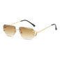 (6 PACK) Wholesale Sunglasses Cut Edge Rimless New Arrival Colorful Unique Street Trendy 2023 - BulkSunglassesWholesale.com - Gold Frame Gradient Tea