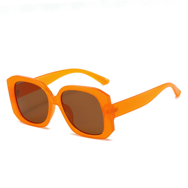 (6 PACK) Wholesale Sunglasses New Arrival Square Unique Oversized Fashion Korean 2023 - BulkSunglassesWholesale.com - Orange Frame Tea Lens