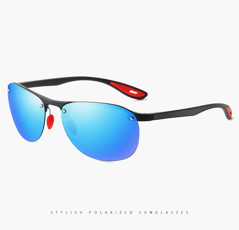 (6 PACK) Wholesale Sports Sunglasses New Arrival Semirimless Polarized Women Fashion TR Night Vision 2023 - BulkSunglassesWholesale.com - Black Frame Blue