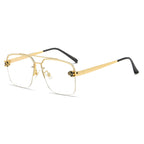 (6 PACK) Wholesale Sunglasses New Arrival Square Double Bridge Fashion Unisex Vintage Leopard Head Metal 2023 - BulkSunglassesWholesale.com - Gold Frame White