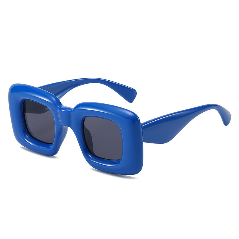 (6 PACK) Wholesale Sunglasses 2023 - BulkSunglassesWholesale.com - Blue Frame Black Black Lens
