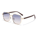 (6 PACK) Wholesale Sunglasses New Arrival Metal Double Bridge Men Oversized Women 2023 - BulkSunglassesWholesale.com - Gold Frame Blue Pink Lens Gradient
