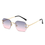 (6 PACK) Wholesale Sunglasses 2023 - BulkSunglassesWholesale.com - Gold Frame Grey Pink