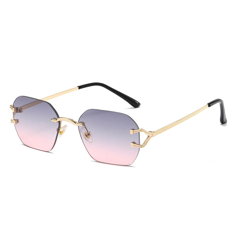 (6 PACK) Wholesale Sunglasses 2023 - BulkSunglassesWholesale.com - Gold Frame Grey Pink