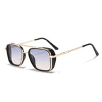 (6 PACK) Wholesale Sunglasses Vintage Metal Punk Double Bridge Aviator Women New Arrival 2023 - BulkSunglassesWholesale.com - Gold Frame Blue Yellow Lens