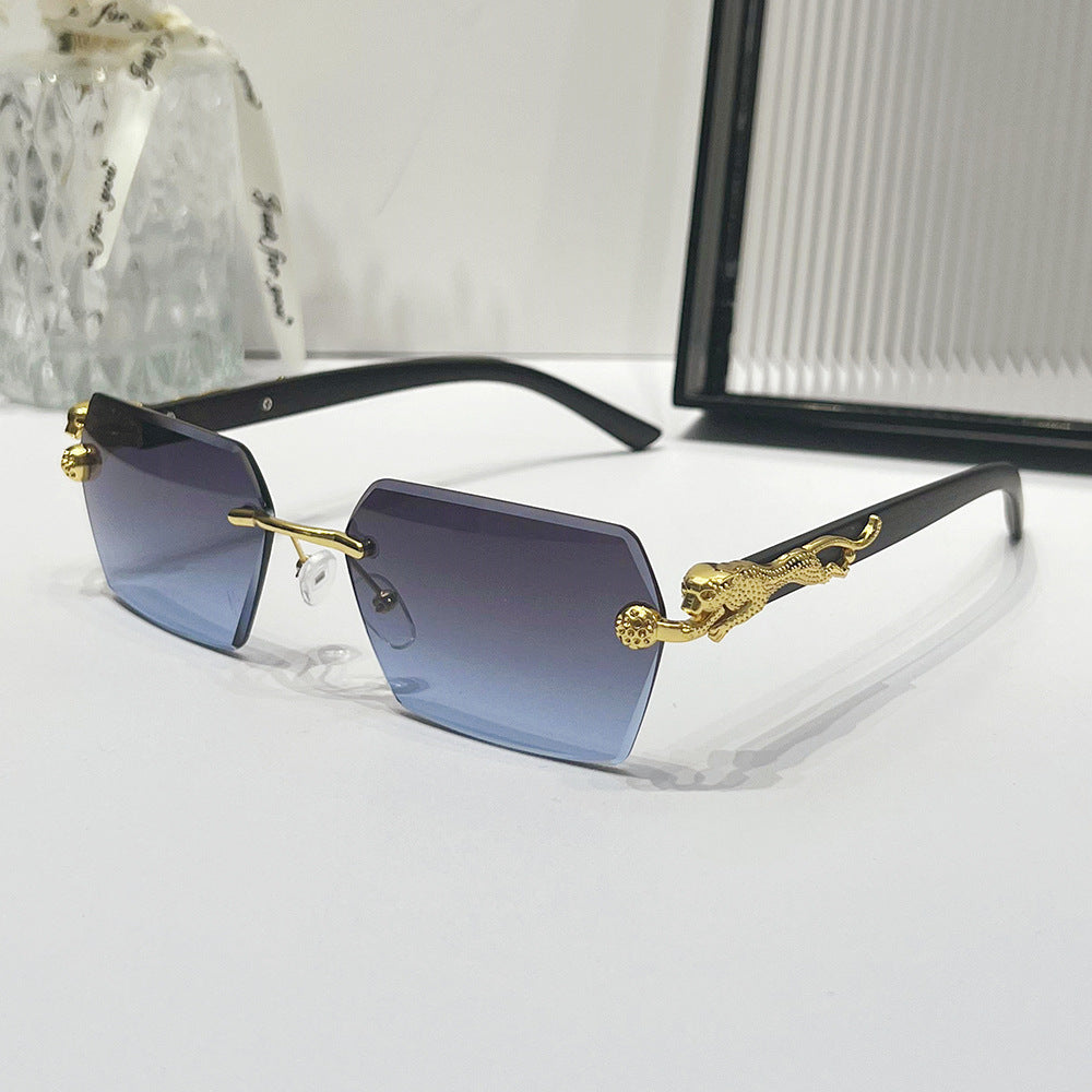 (6 PACK) Wholesale Sunglasses New Arrival Vintage Wood Grain Square 2024 - BulkSunglassesWholesale.com - Gold Frame Grey Blue Lens