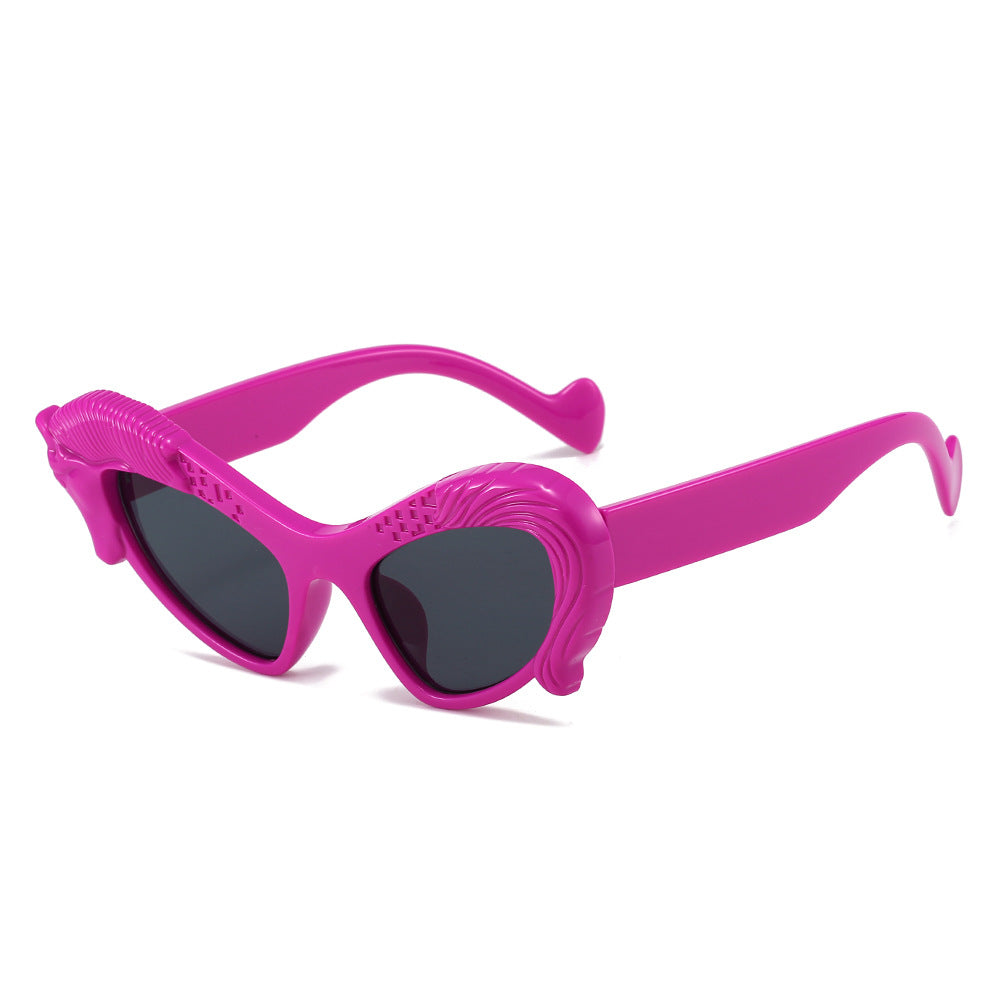 (6 PACK) Wholesale Sunglasses New Arrival Cat Eye Unique Animal Hip Hop Funny Fashion 2023 - BulkSunglassesWholesale.com - Red Frame Black Lens