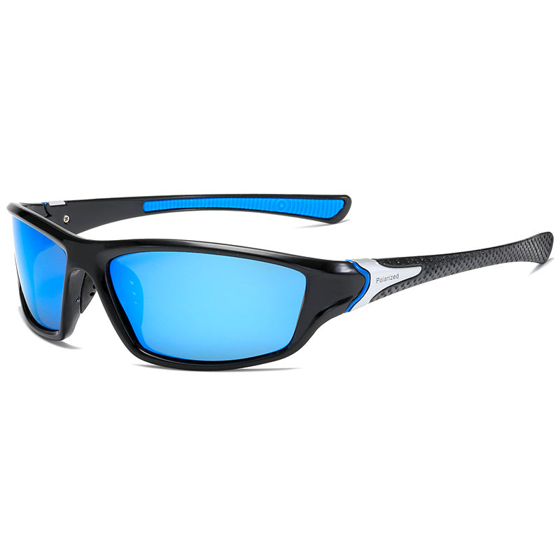 (12 PACK) Wholesale Sports Sunglasses 2023 - BulkSunglassesWholesale.com - Black Frame Blue Mirrored