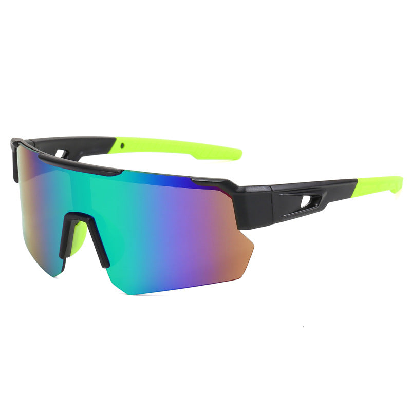 (12 PACK) Wholesale Sports Sunglasses New Arrival Outdoor Sport Cycling Fashion 2023 - BulkSunglassesWholesale.com - Black Frame Green Mirrored