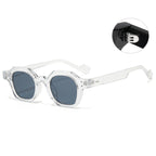 (6 PACK) Wholesale Sunglasses Polygon Women Small Men New Arrival 2023 - BulkSunglassesWholesale.com - Transparent Frame Black Grey