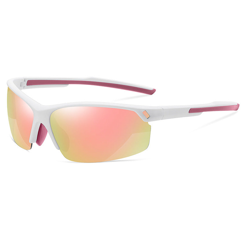 (6 PACK) Wholesale Sports Sunglasses 2023 - BulkSunglassesWholesale.com - White Frame Pink
