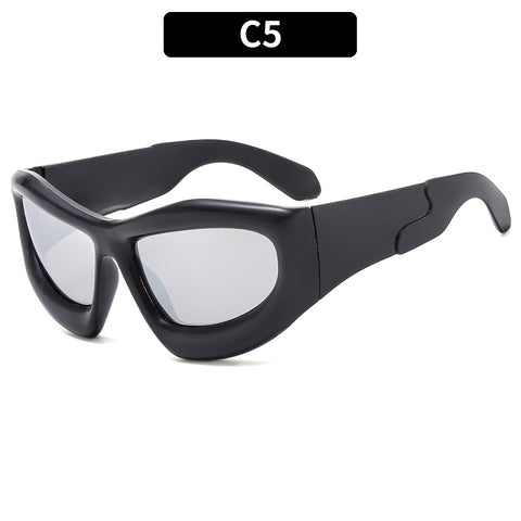 (6 PACK) Wholesale Sunglasses Unique Hip Hop Fashion Trendy 2023 - BulkSunglassesWholesale.com - Black Frame Mirrored Lens