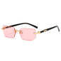 (6 PACK) Wholesale Sunglasses New Arrival Rimless Fashion Trendy Cut Edge Unique Jelly Women 2024 - BulkSunglassesWholesale.com - Pink Lens