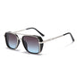 (6 PACK) Wholesale Sunglasses Vintage Metal Punk Double Bridge Aviator Women New Arrival 2023 - BulkSunglassesWholesale.com - Silver Frame Grey Blue Lens