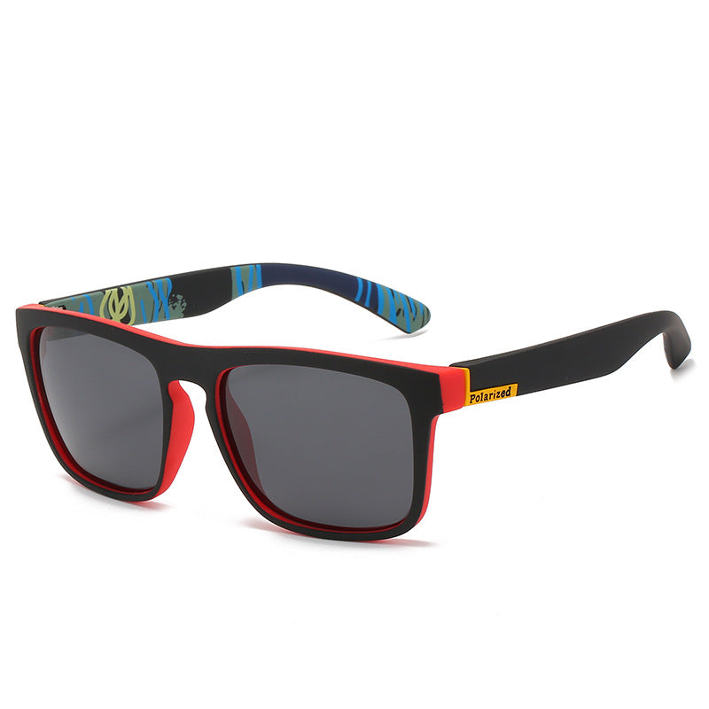 (12 PACK) Wholesale Sunglasses Vintage Cycling Polarized 2024 - BulkSunglassesWholesale.com - Matt Red Frame Black Black Lens ( Blue Temple )