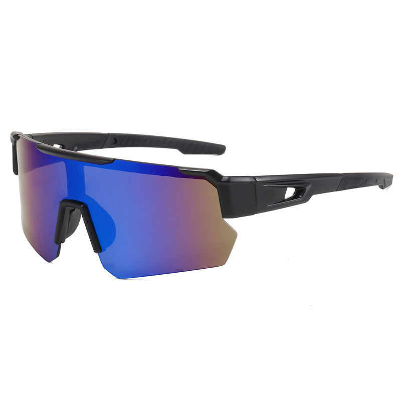 (12 PACK) Wholesale Sports Sunglasses New Arrival Outdoor Sport Cycling Fashion 2023 - BulkSunglassesWholesale.com - Black Frame Blue Mirrored