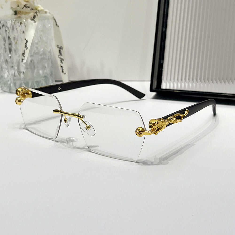 (6 PACK) Wholesale Sunglasses New Arrival Vintage Wood Grain Square 2024 - BulkSunglassesWholesale.com - Gold Frame Clear Lens