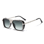 (6 PACK) Wholesale Sunglasses Vintage Metal Double Bridge Unisex Fashion Square Aviator Unique Punk 2023 - BulkSunglassesWholesale.com - Silver Frame Gradient Green Gradient