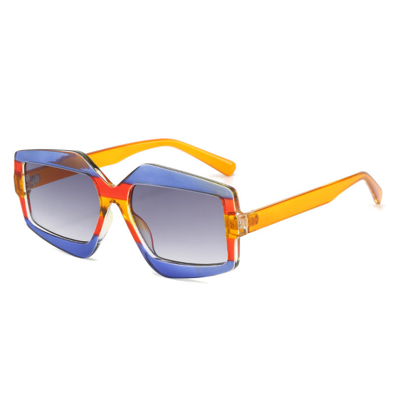 (6 PACK) Wholesale Sunglasses New Arrival Fashion Trendy Trendy Women 2023 - BulkSunglassesWholesale.com - Blue Orange Frame Gradient Black Lens